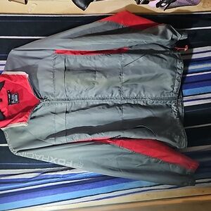 Gray and red fox racing wind breaker jacket size medium men's